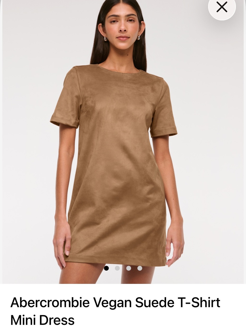 Abercrombie & Fitch Vegan Suede T-Shirt Mini Dress Brown - Size L - NWT